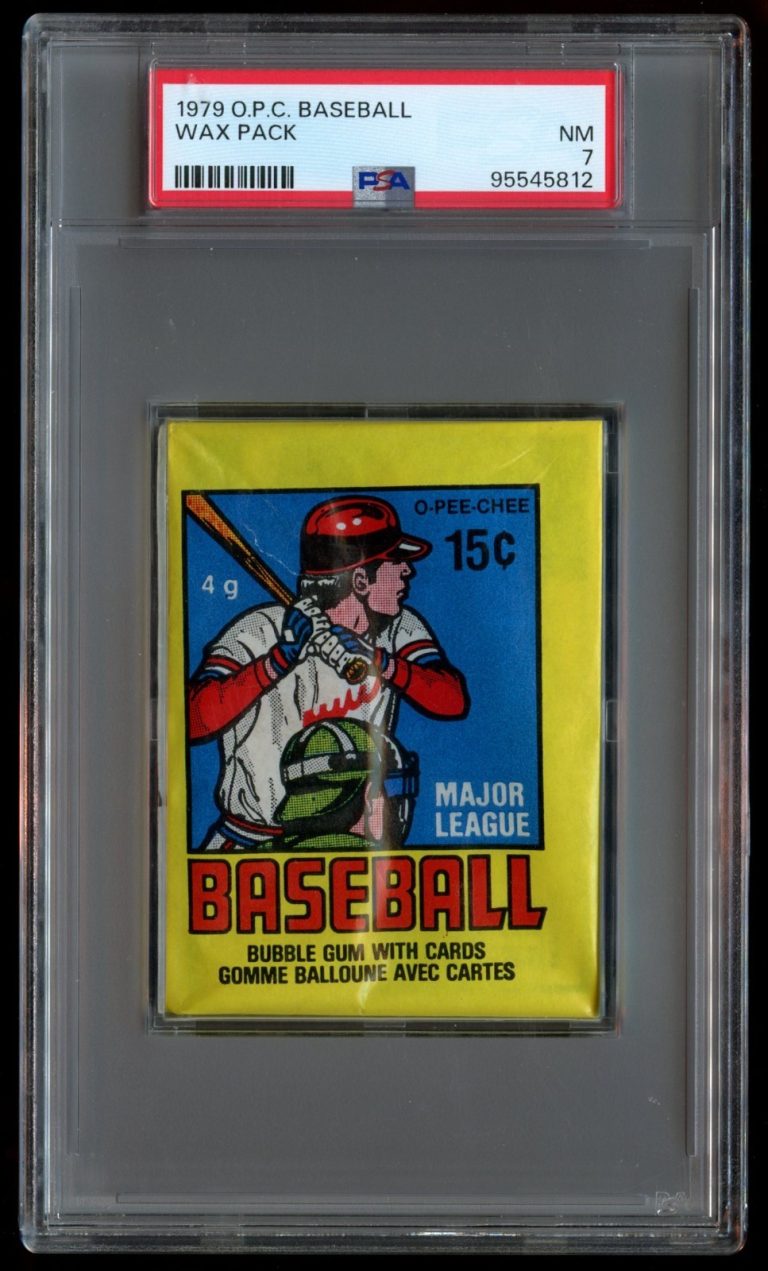 1979 O-Pee-Chee Baseball Trading Card Pack PSA Slabbed Wax Pack NM 7
