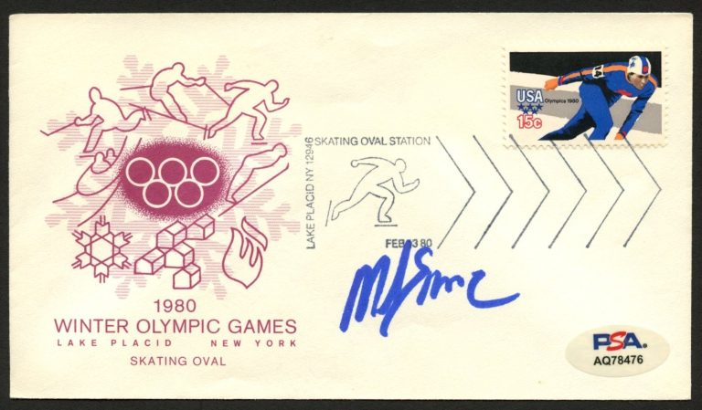 Mike Eruzione signed autograph FDC Hockey Player Miracle on Ice PSA Sticker