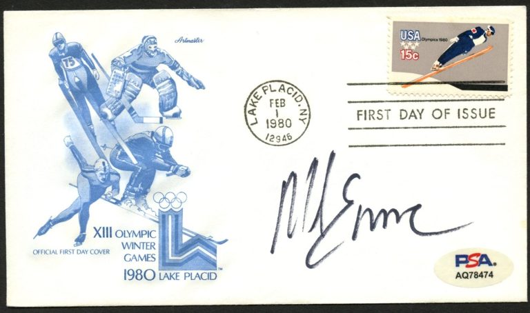 Mike Eruzione signed autograph FDC Hockey Player Miracle on Ice PSA Stickered
