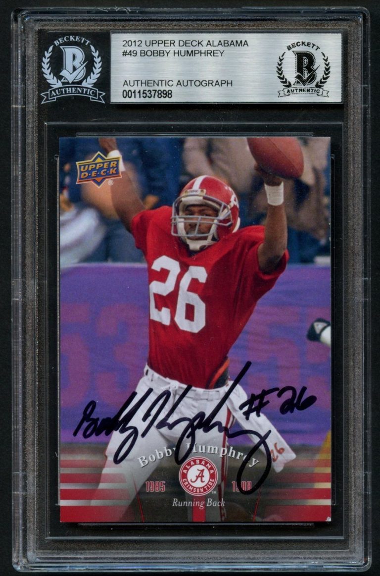 Bobby Humphrey #49 signed autograph 2012 Upper Deck Alabama Football Card BAS