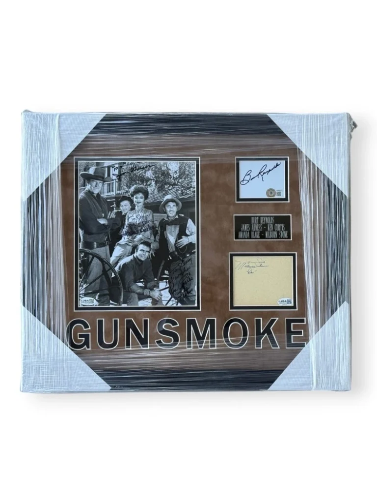 Gunsmoke Autographed Cast Cuts & Photo Burt Reynolds James Arness +3 Framed JSA
