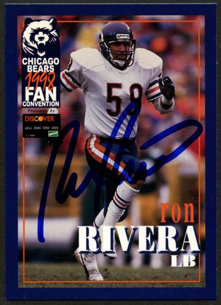 Ron Rivera #59 signed autograph auto 1998 Chicago Bears Fan Convention Card