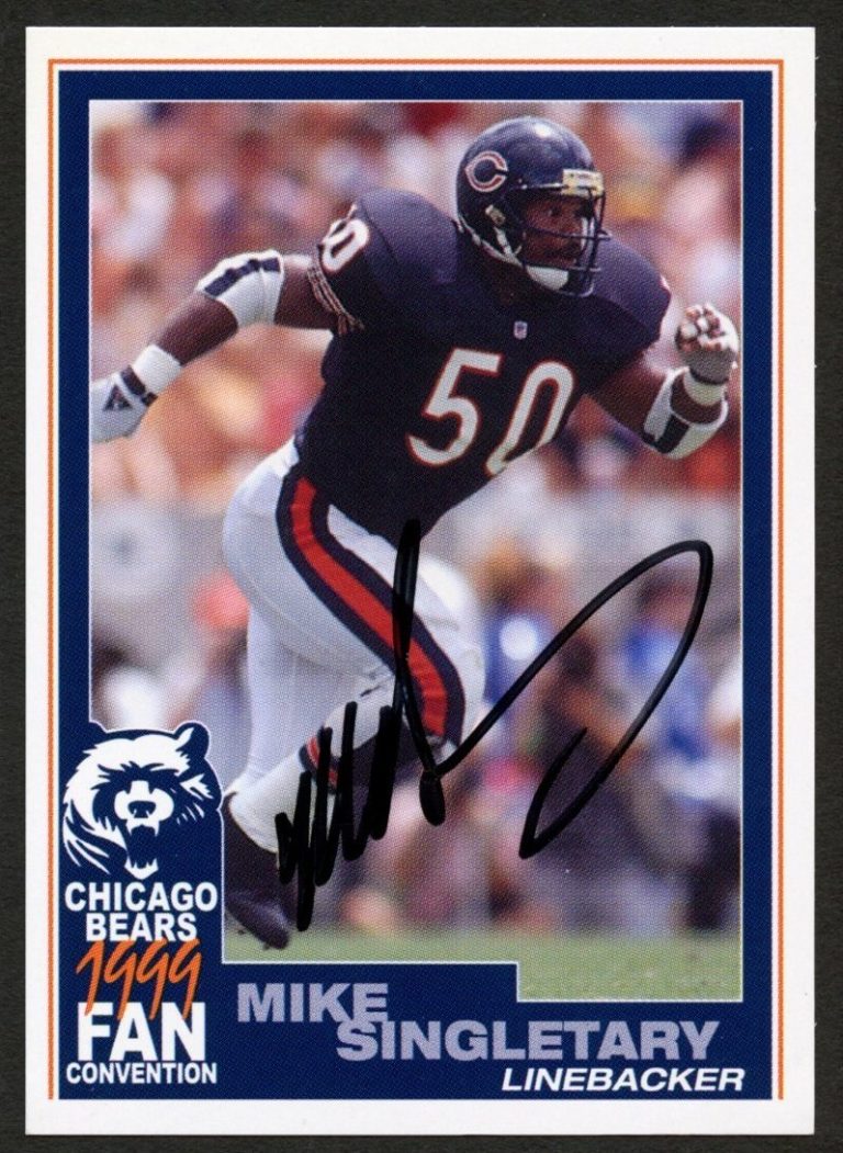 Mike Singletary #50 signed autograph auto 1999 Chicago Bears Fan Convention Card