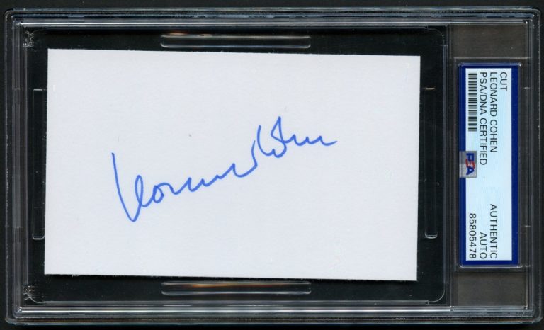 Leonard Cohen d2016 signed auto 3x5 cut Singer Songwriter Hallelujah PSA Slabbed