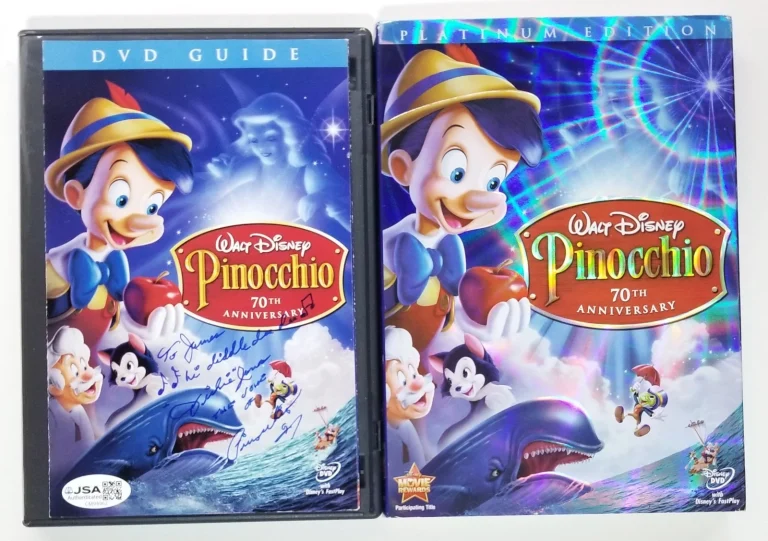 Dickie Jones hand SIGNED Pinocchio 70th Anniversary Platinum Edition DVD JSA COA