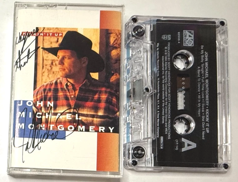 John Michael Montgomery REAL hand SIGNED Kickin' It Up cassette tape COA