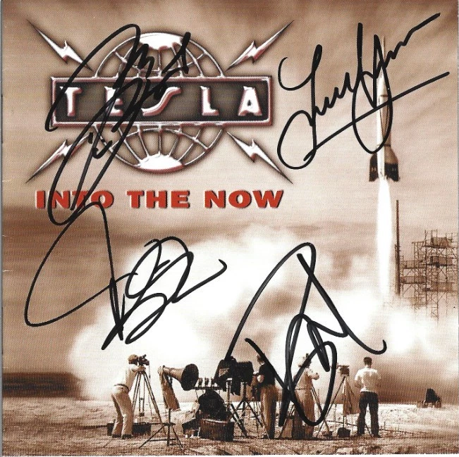 TESLA band hand SIGNED Into The Now CD Cover #1 COA Autograph Luccketta Keith +