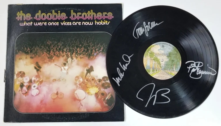 The Doobie Brothers SIGNED What Were Once Vices Are Now Habits Vinyl COA by 4