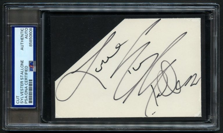 Sylvester Stallone signed autograph 3x5 cut Actor PSA Slabbed