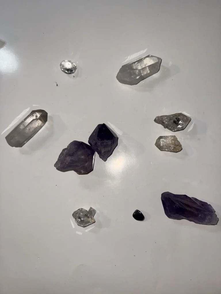 Vintage 1985 Crystal Mineral Lot Herkimer Diamond Amethyst Quartz Receipt