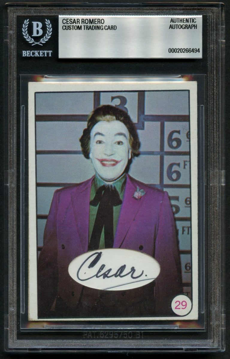 Cesar Romero signed autograph Custom Cut  Joker on TV' Batman BAS Slabbed