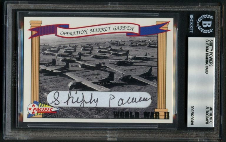 Shifty Powers signed autograph Band of Brothers Custom Cut BAS Slabbed
