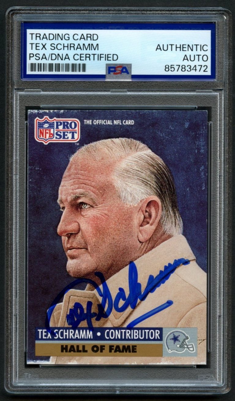 Tex Schramm d2003 signed autograph Football Executive NFL 1991 Pro Set Card PSA