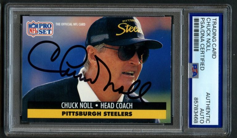 Chuck Noll d2014 signed autograph Football Head Coach NFL 1991 Pro Set Card PSA