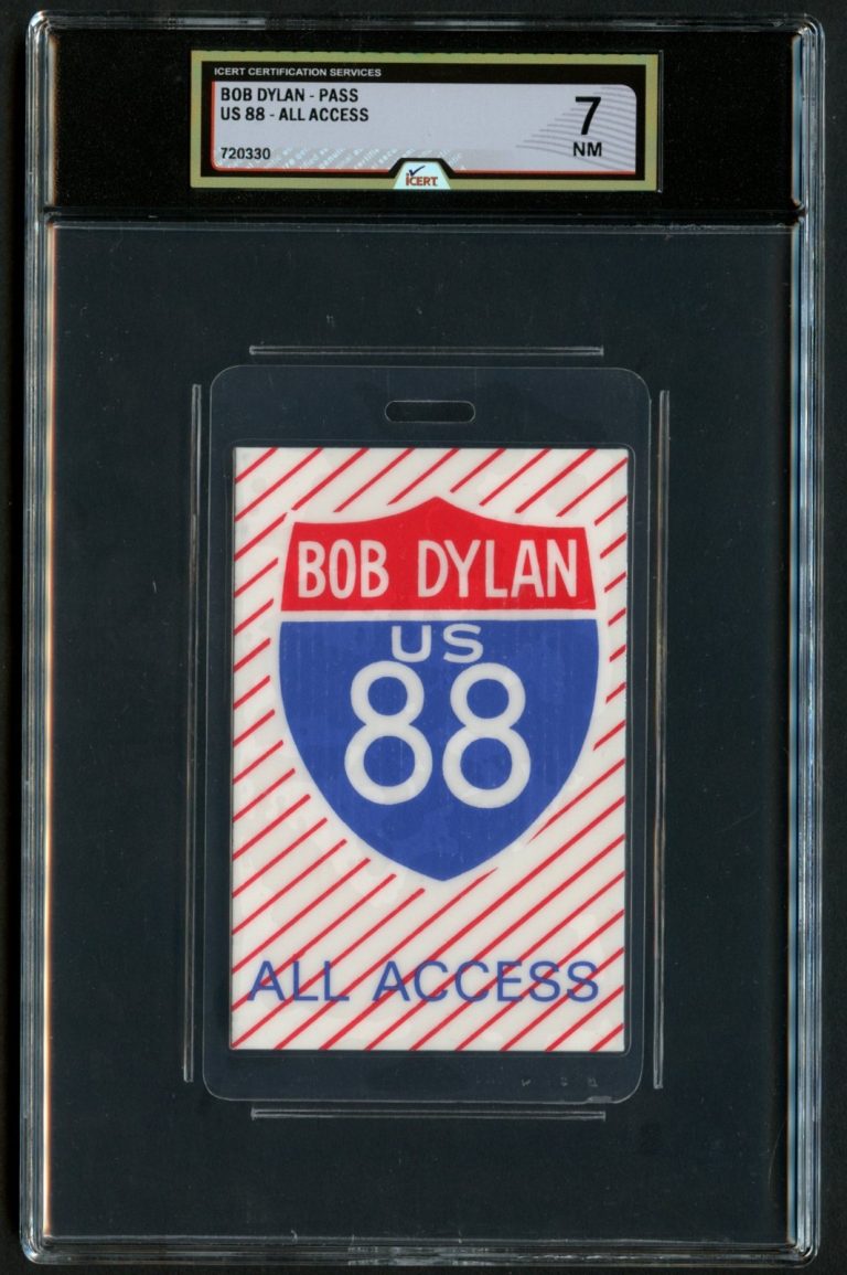 Bob Dylan US 88 Tour All Access Backstage Pass Laminate 7 iCERT Slabbed