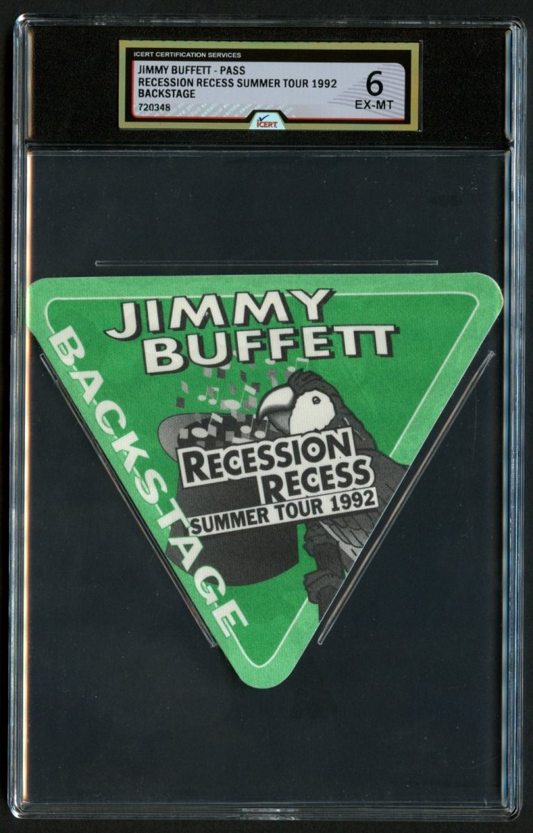Jimmy Buffett Recession Summer Tour 1992 Pass Backstage Grade 6 iCERT Slabbed