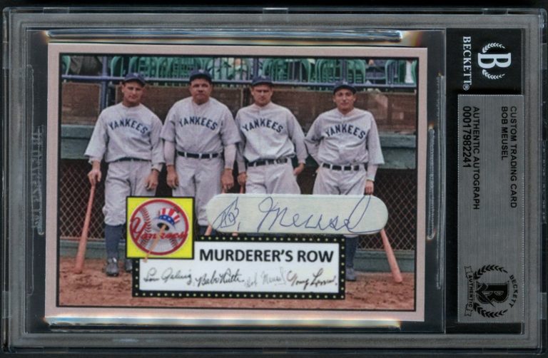 Bob Meusel signed autograph Murderer's Row Custom Trading Card BAS Slab