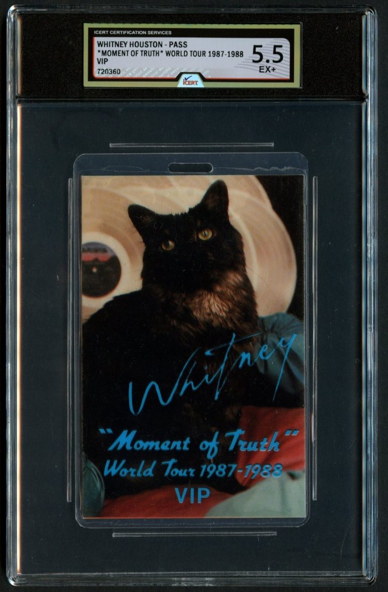 Whitney Houston Moment of Truth Tour VIP Pass Laminate Grade 5.5 iCERT Slabbed