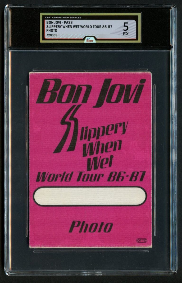 Bon Jovi Slippery When Wet 86-87 World Tour Backstage Pass Grade 5 iCERT Slabbed