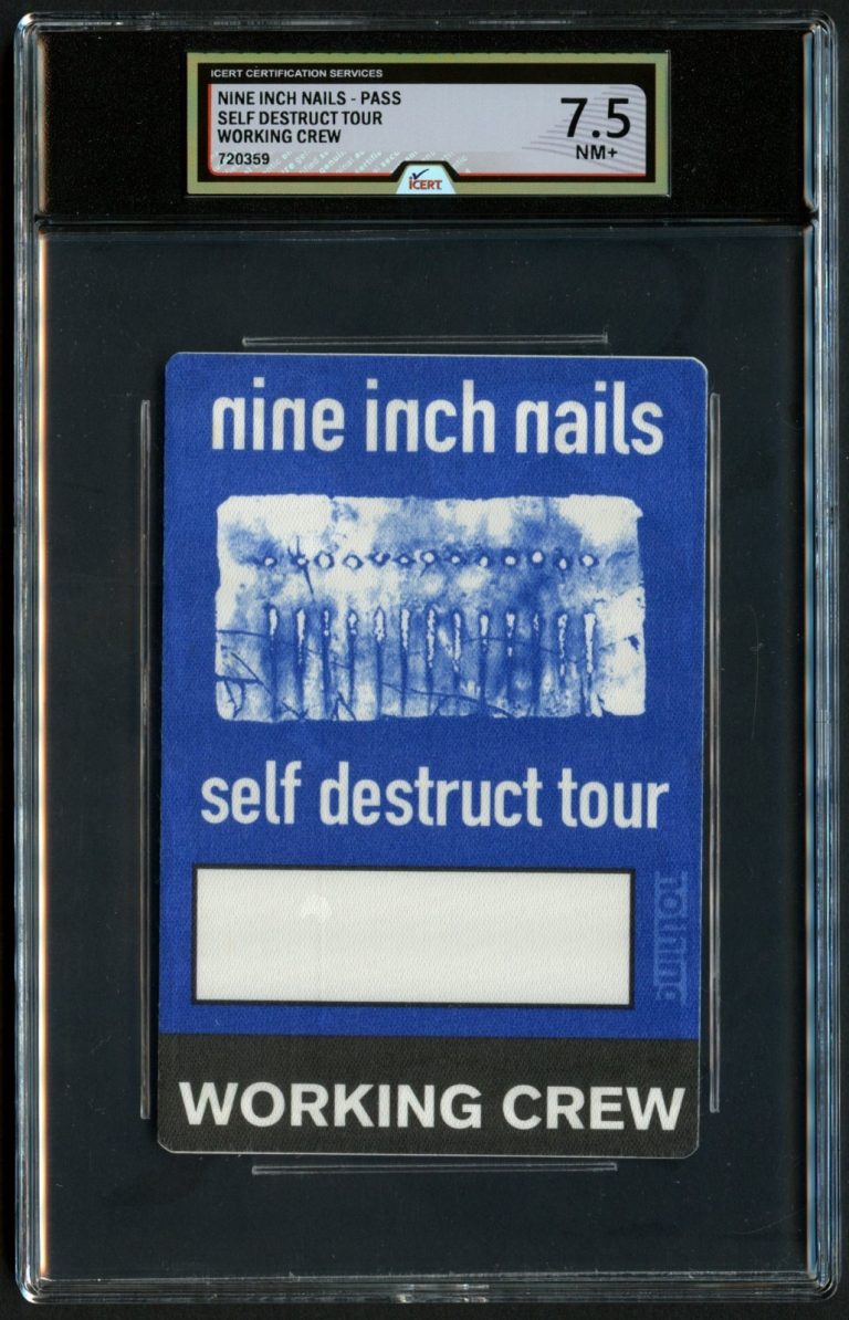 Nine Inch Nails Self Destruct Tour Working Crew Pass Grade 7.5 iCERT Slabbed