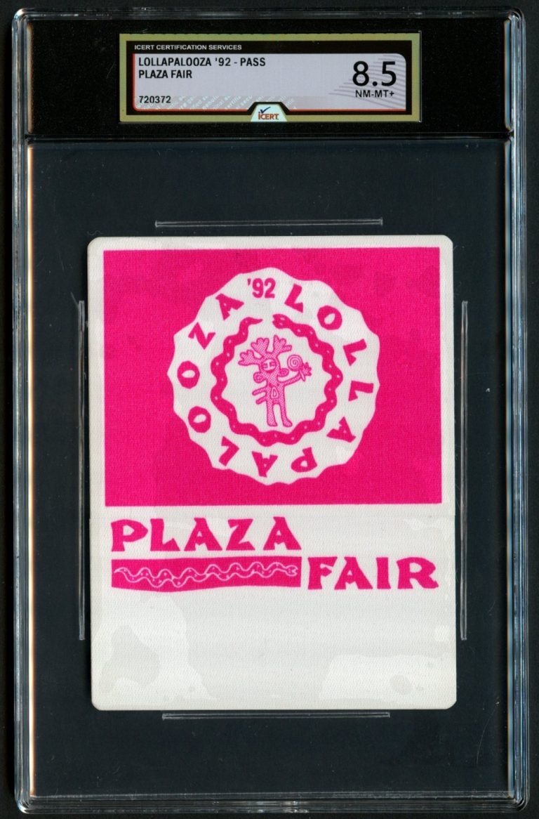 Lollapalooza '92 Plaza Fair Tour Backstage Pass Grade 8.5 iCERT Slabbed