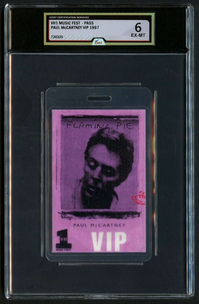 VH1 Music Fest Paul McCartney 1997 VIP Tour Pass Laminate Grade 6 iCERT Slabbed