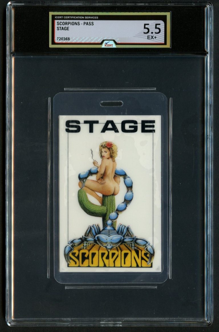Scorpions Tour Stage Backstage Pass Laminate Grade 5.5 iCERT Slabbed