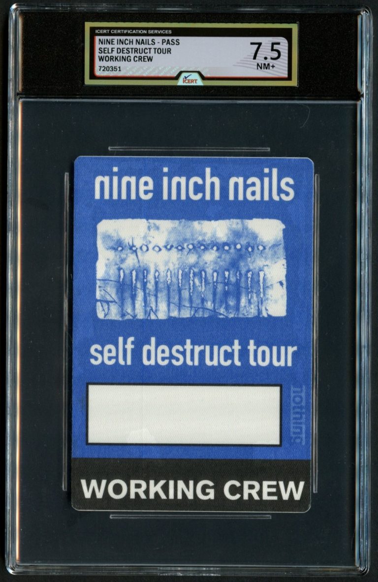 Nine Inch Nails Self Destruct Tour Working Crew Pass Grade 7.5NM iCERT Slabbed