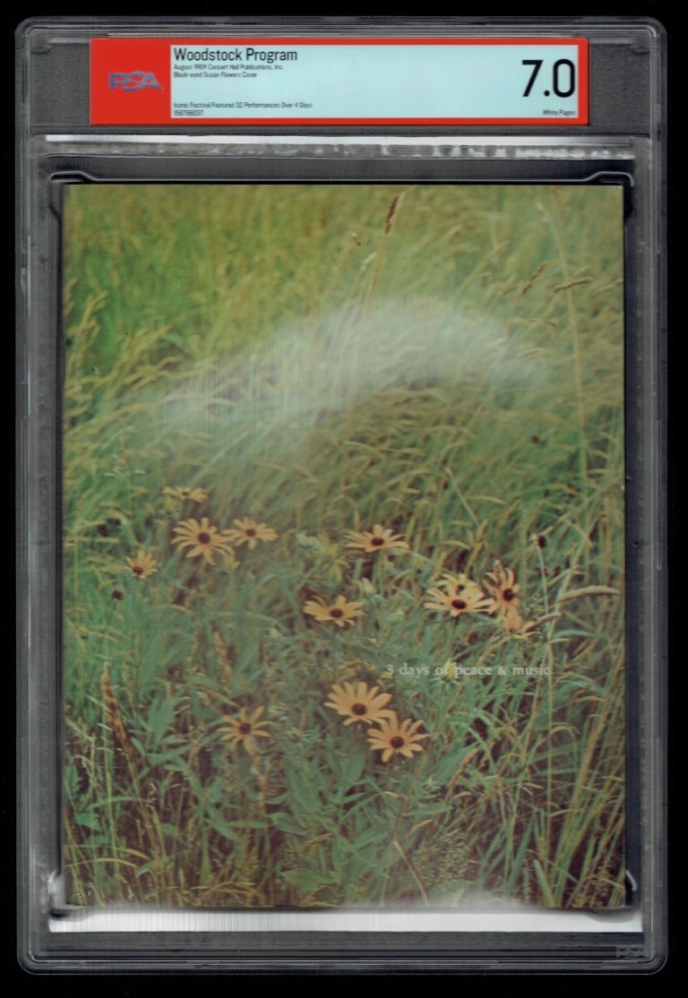 Woodstock Program August 1969 Concert Black-eyed Susan Flower Cover PSA 7.0 Slab