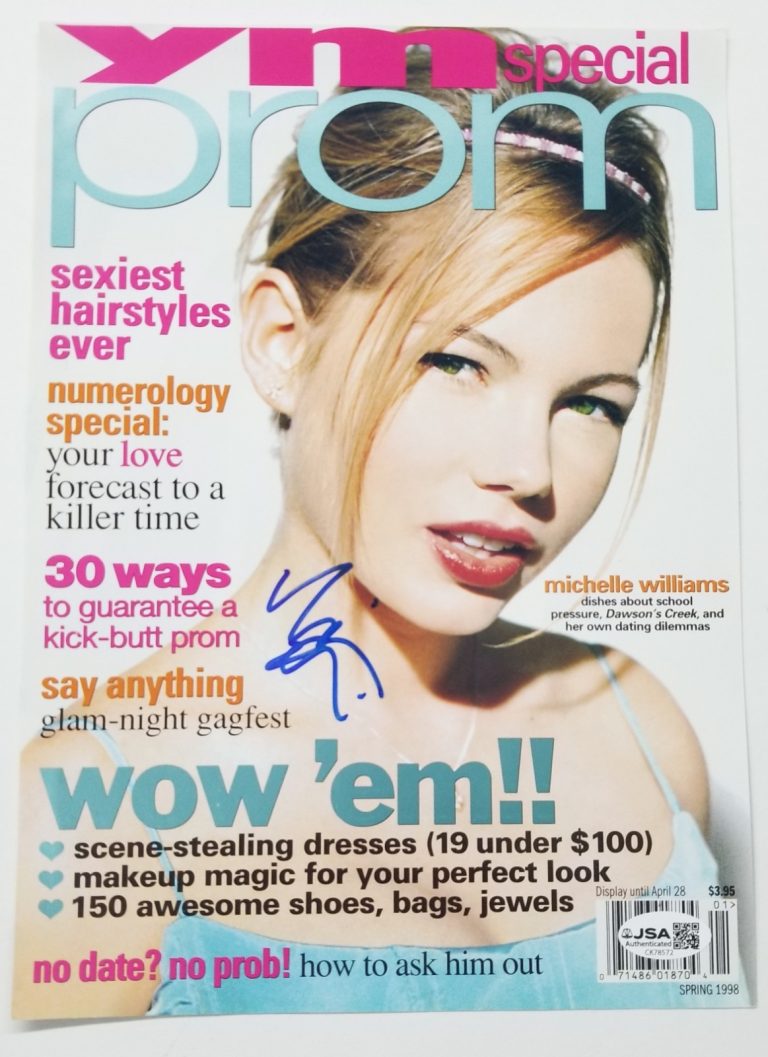 Michelle Williams REAL hand SIGNED Mag Cover Page JSA COA Dawson's Creek