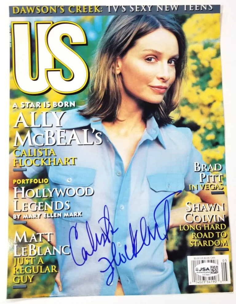Calista Flockhart REAL hand SIGNED Mag Cover Page JSA COA Autograph Ally McBeal