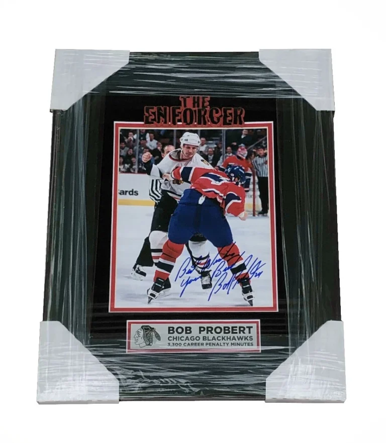 Bob Probert Signed Chicago Blackhawks Framed Fight 8x10 Photo Beckett COA