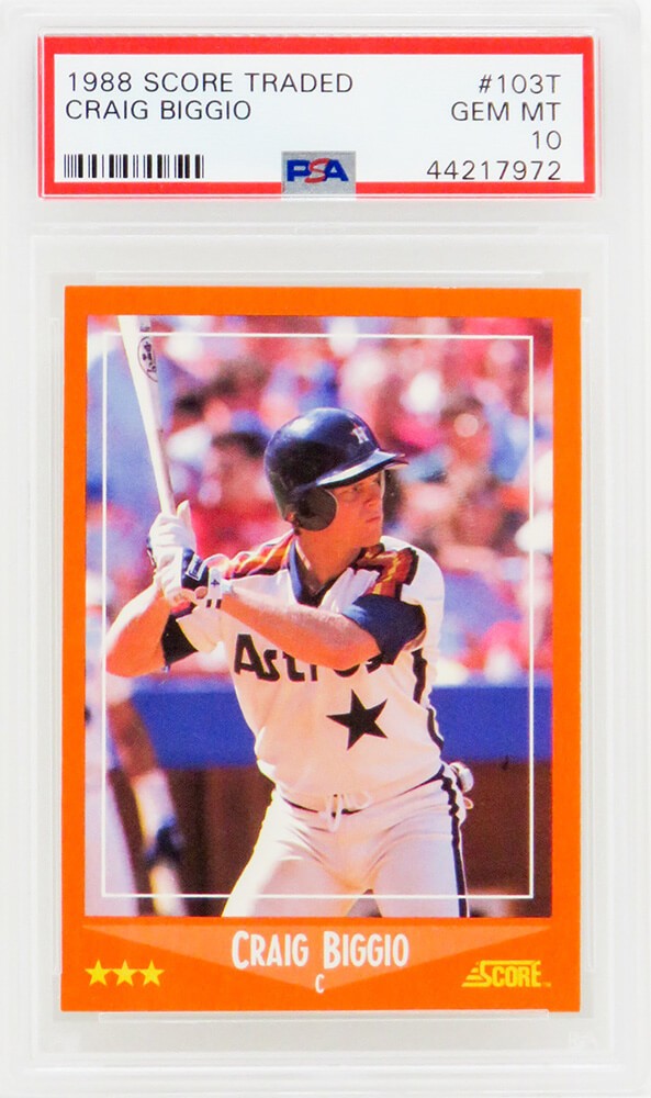 Craig Biggio (Astros) 1988 Score Traded #103T RC Rookie Card PSA 10 (New Label)