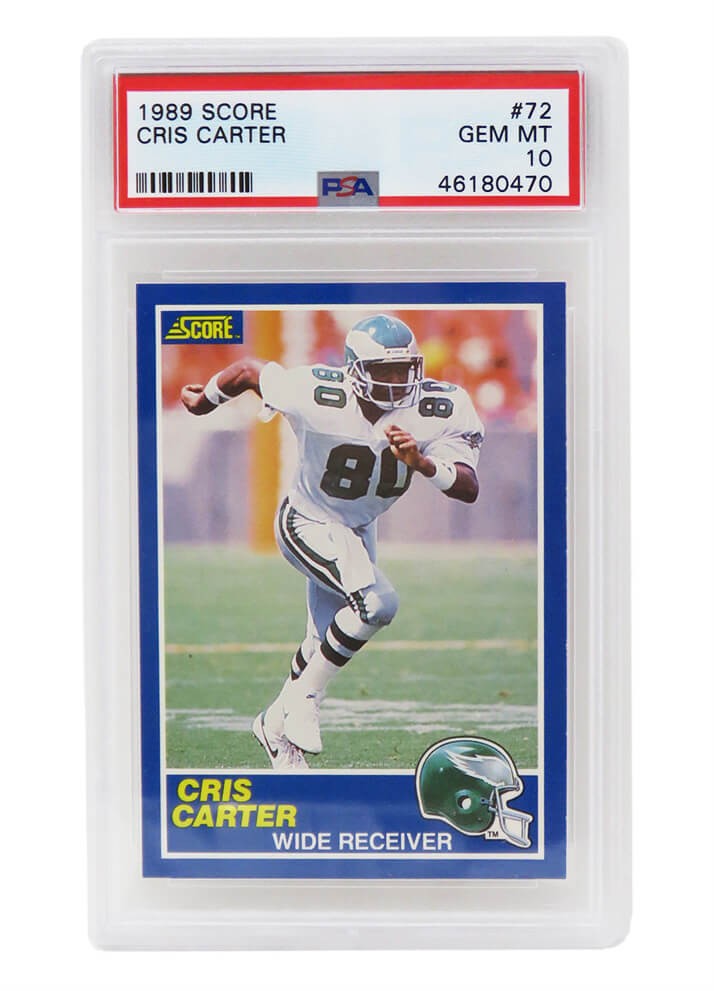 Cris Carter (Eagles) 1989 Score Football #72 RC Rookie Card - PSA 10 (New Label)