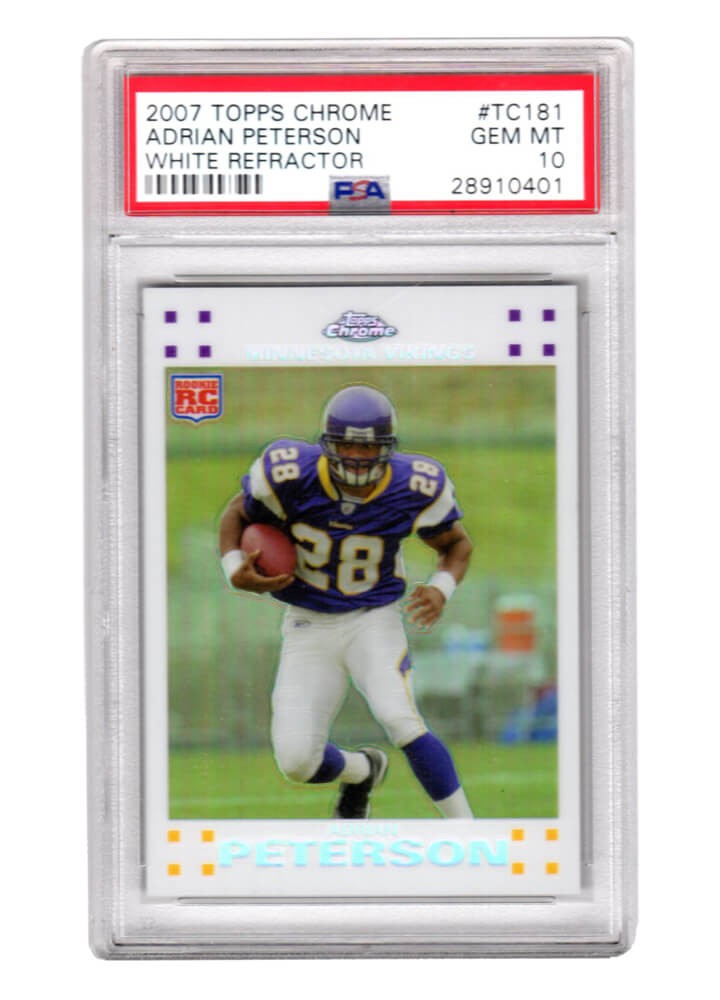 Adrian Peterson 2007 Topps Chrome WHITE REFRACTOR TC181 RC Card (215/869) PSA 10