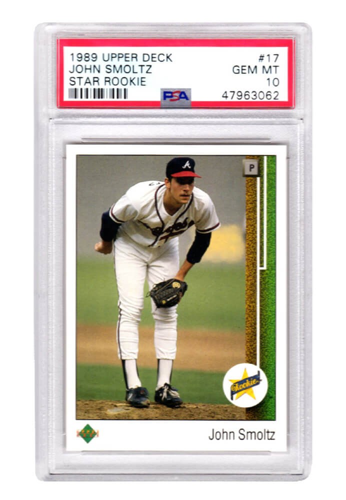 John Smoltz (Braves) 1989 Upper Deck Baseball #17 RC Rookie Card PSA 10 GEM MINT
