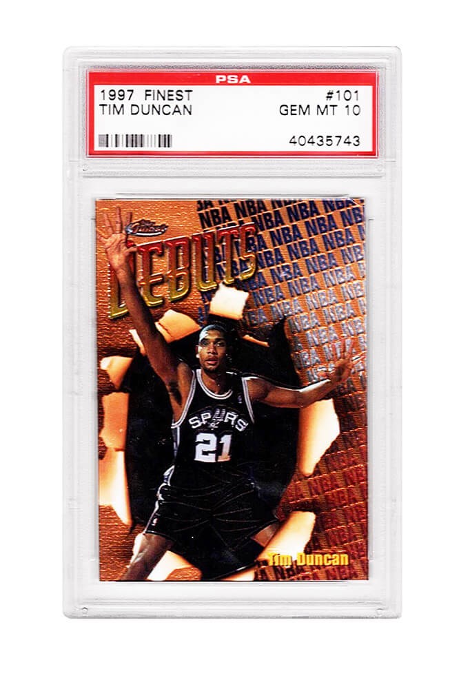 Tim Duncan (Spurs) 1997 Topps Finest #101 RC Rookie Card - PSA 10 GEM MINT
