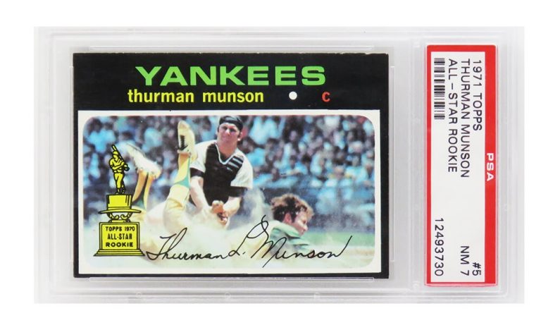 Thurman Munson 1971 Topps All Star Rookie Card #5 (2nd Year Card) - PSA 7 NM (D)
