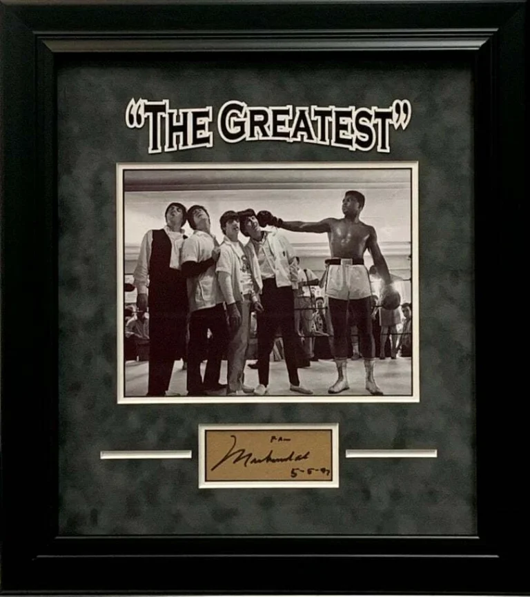 Muhammad Ali Boxing Champ Signed Autograph Framed Photo Display The Beatles JSA