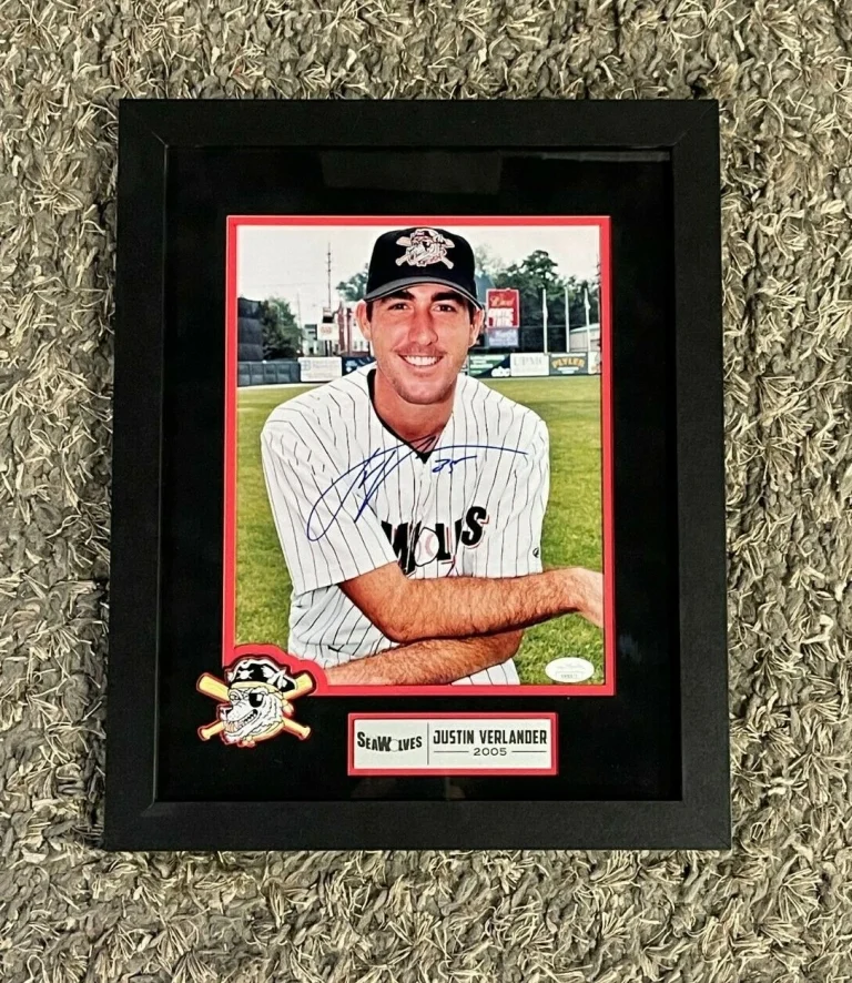 Justin Verlander Signed Framed Lake Erie SeaWolves 8x10 Photo JSA Detroit Tigers