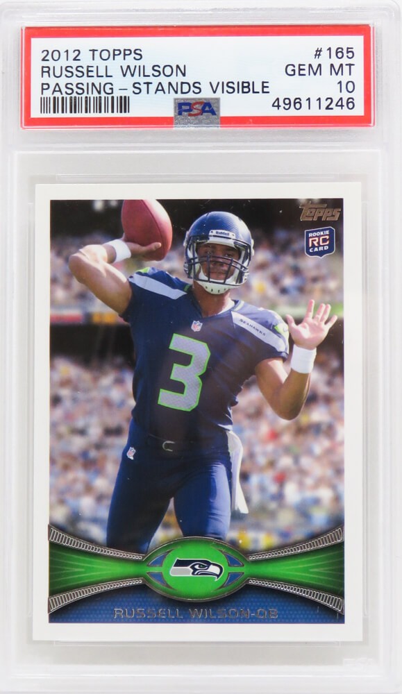 Russell Wilson 2012 Topps Stands Visible RC Rookie Card #165 (PSA 10)(New Label)