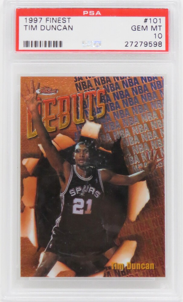 Tim Duncan SPURS 1997 Topps Finest #101 RC Rookie Card - PSA 10 (Silver Label)