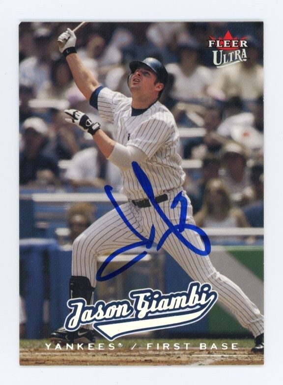 SIGNED BASEBALL CARD AUTO FLEER ULTRA 2005 JASON GIAMBI NEW YORK YANKEES #18