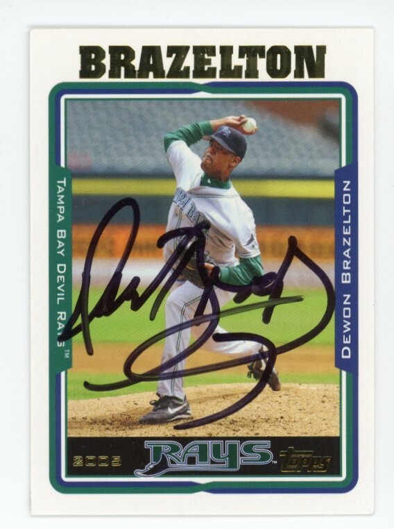 SIGNED BASEBALL CARD AUTO TOPPS 2005 DEWON BRAZELTON TAMPA BAY DEVIL RAYS #556
