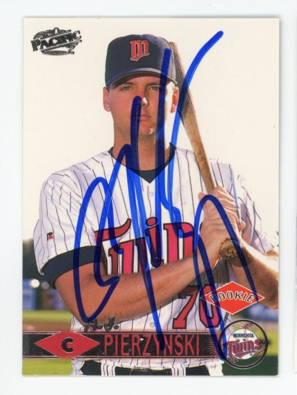 SIGNED BASEBALL CARD AUTO 1999 PACIFIC AJ PIERZYNSKI RC #254 MINNESOTA TWINS