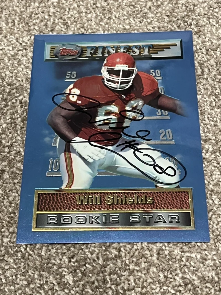1993 TOPPS FINEST FOOTBALL OVERSIZED CARD WILL SHIELDS RC KANSAS CITY CHIEFS HOF