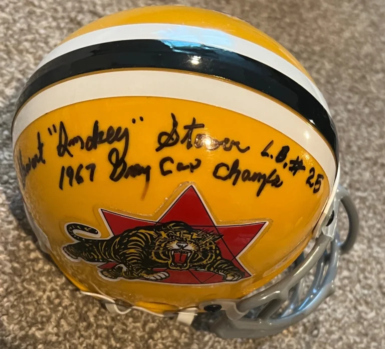 STEWART SMOKEY STOVER SIGNED CUSTOM MINI HELMET AUTO HAMILTON TIGER-CATS CHIEFS