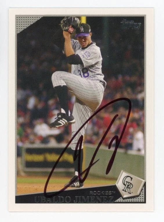 SIGNED BASEBALL CARD AUTO TOPPS 2009 UBALDO JIMENEZ COLORADO ROCKIES #138