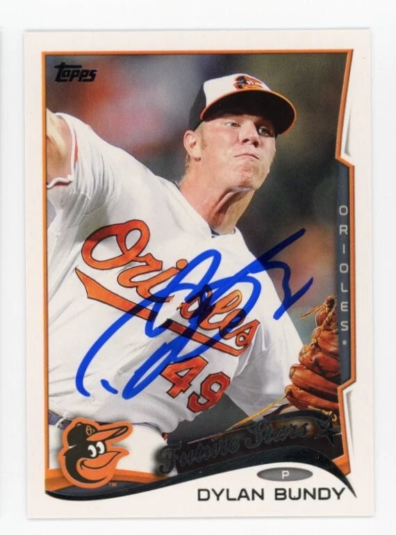 SIGNED BASEBALL CARD AUTO TOPPS 2014 DYLAN BUNDY BALTIMORE ORIOLES #531