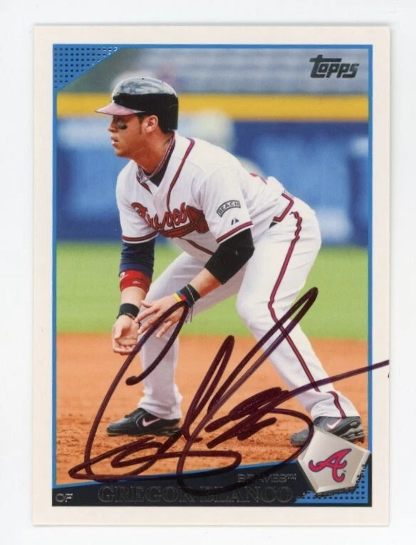 SIGNED BASEBALL CARD AUTO TOPPS 2009 GREGOR BLANCO ATLANTA BRAVES #352